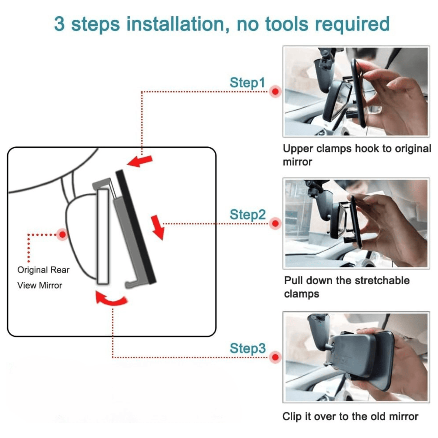 Panoramic Rear-View Mirror (Clip On) with GlareCut Technology™